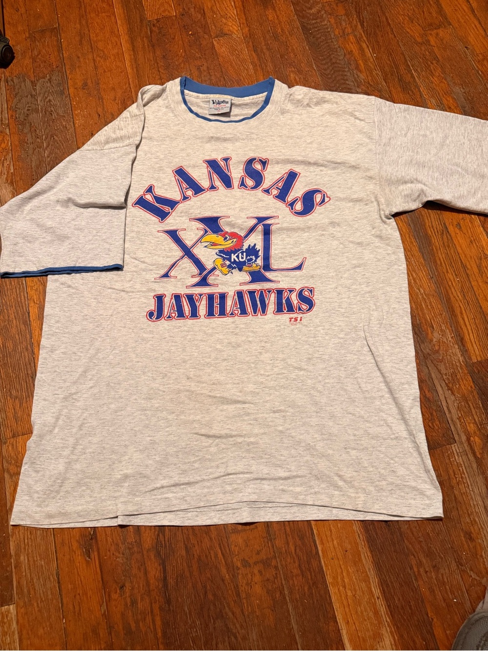 Kansas Jayhawks Gray Short Sleeve Ringer Tee